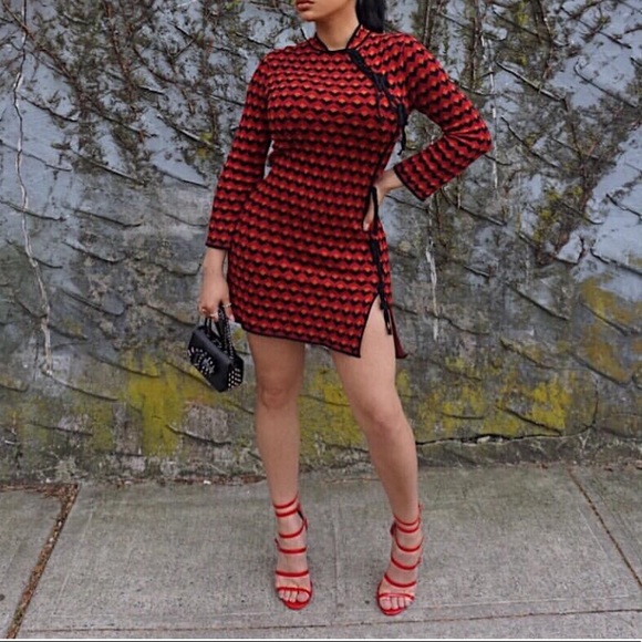 zara red and black dress